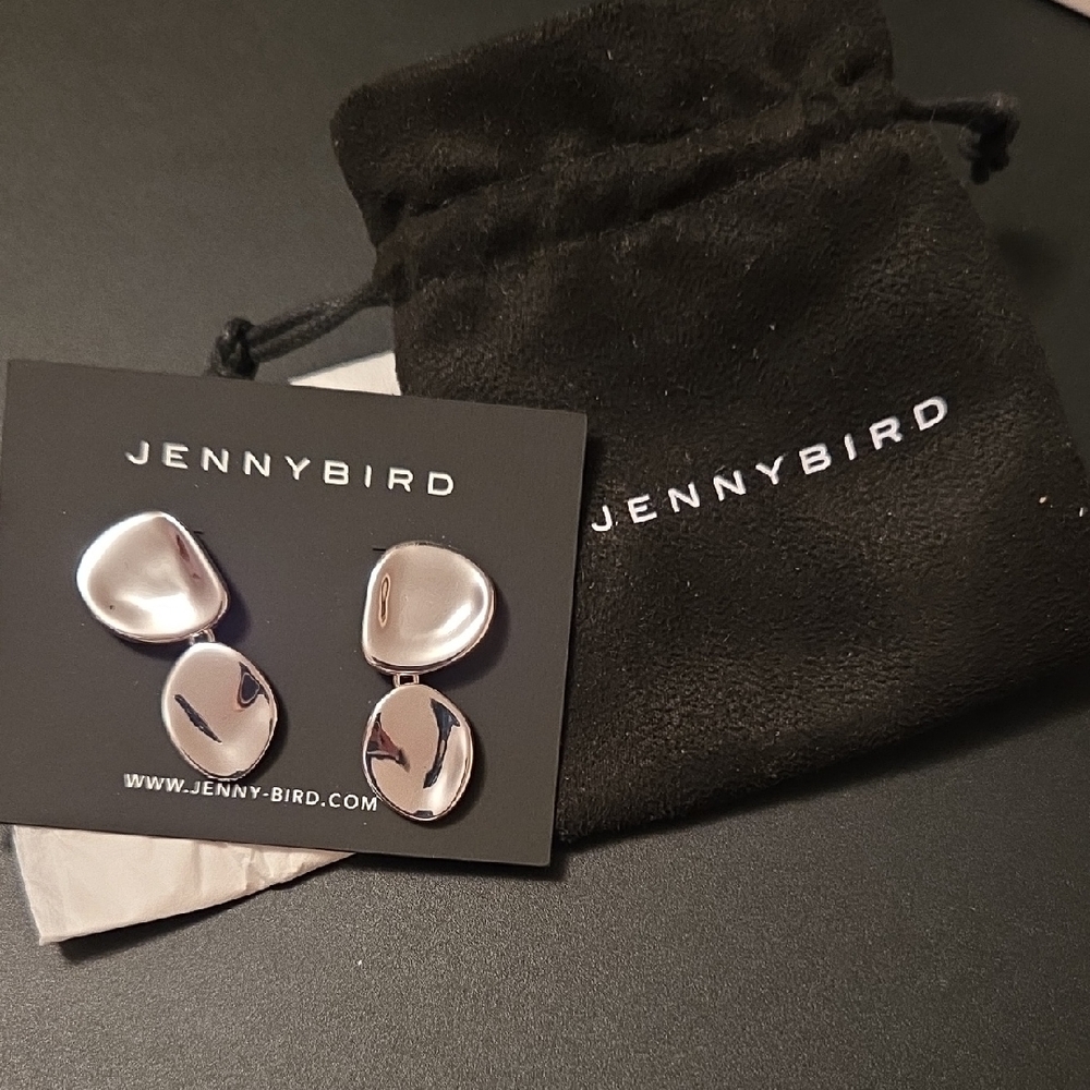 Jenny Bird Silver Double-Drop Metal Earrings